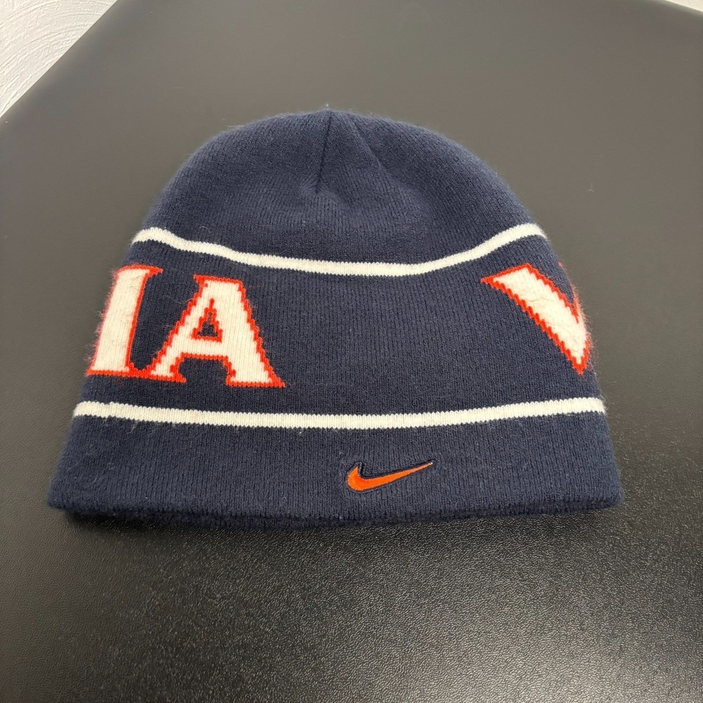 University of Virginia Nike‎ Beanie Hat Cap Adult OSFM UVA Spellout Navy Orange